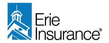 A blue and white logo for erie insurance