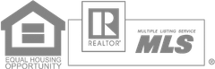 Logos for Equal Housing Opportunity, Realtor, and Multiple Listing Service (MLS).