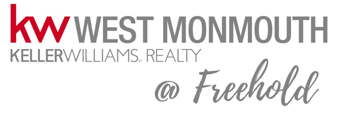 Keller Williams West Monmouth real estate logo with text @ Freehold in gray.