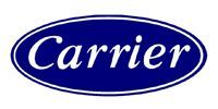 Carrier logo in white script inside a blue oval