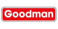 Goodman logo in white text on a red rounded rectangle