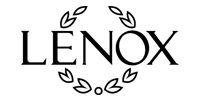 Lenox logo in black serif lettering with a laurel wreath on a white background