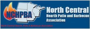 Logo for North Central Hearth Patio and Barbecue Association with map of states and a flame.