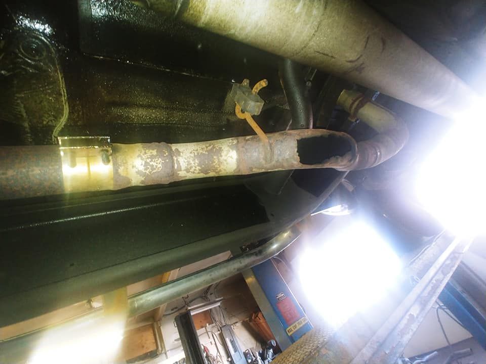 exhaust system under repair