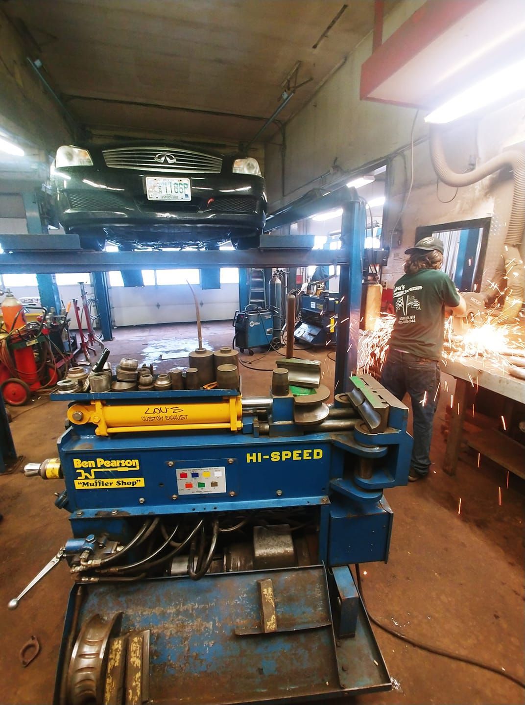 Lou's Custom Exhaust expert at work