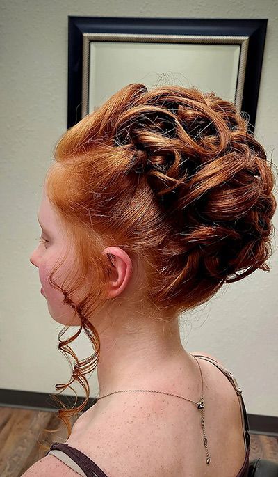 Up-do hairstyle side part