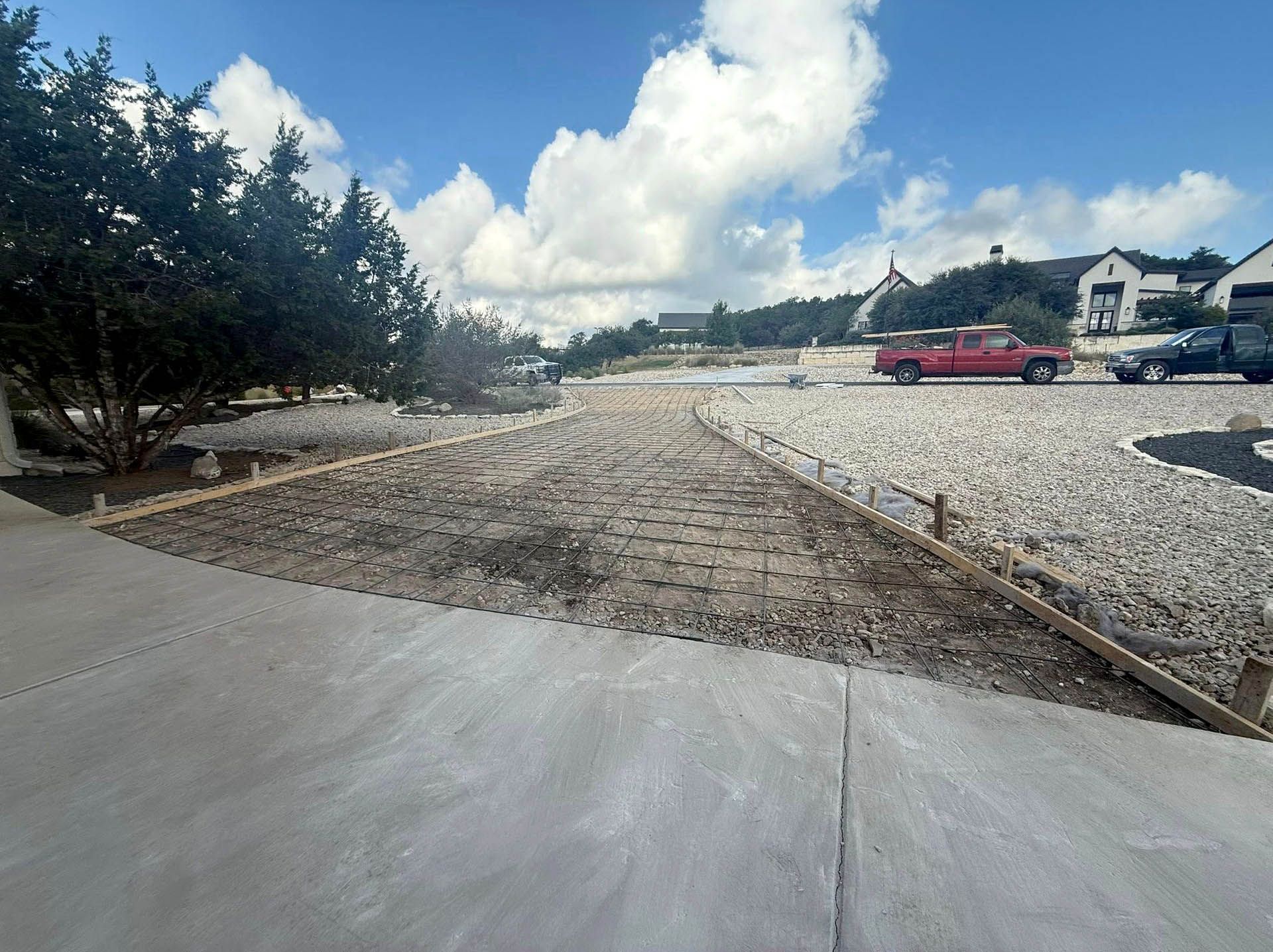 A driveway under construction