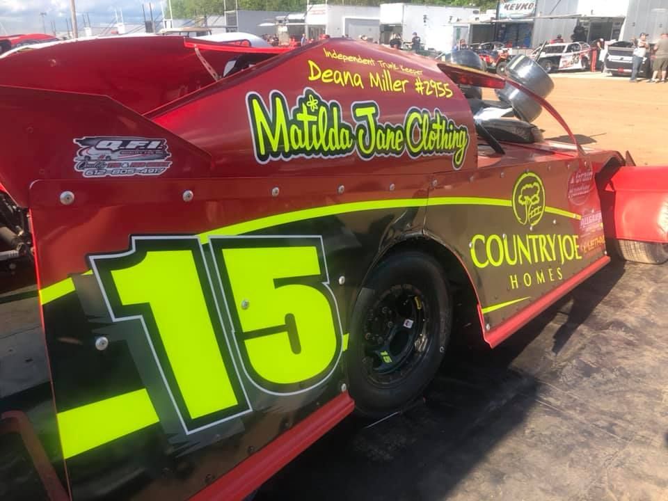 Red race car, number 15, with 