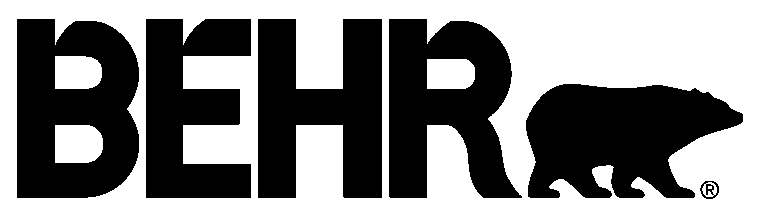 Behr logo: Bold black text and bear silhouette.