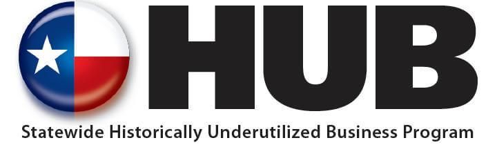 HUB logo with Texas flag icon and text 