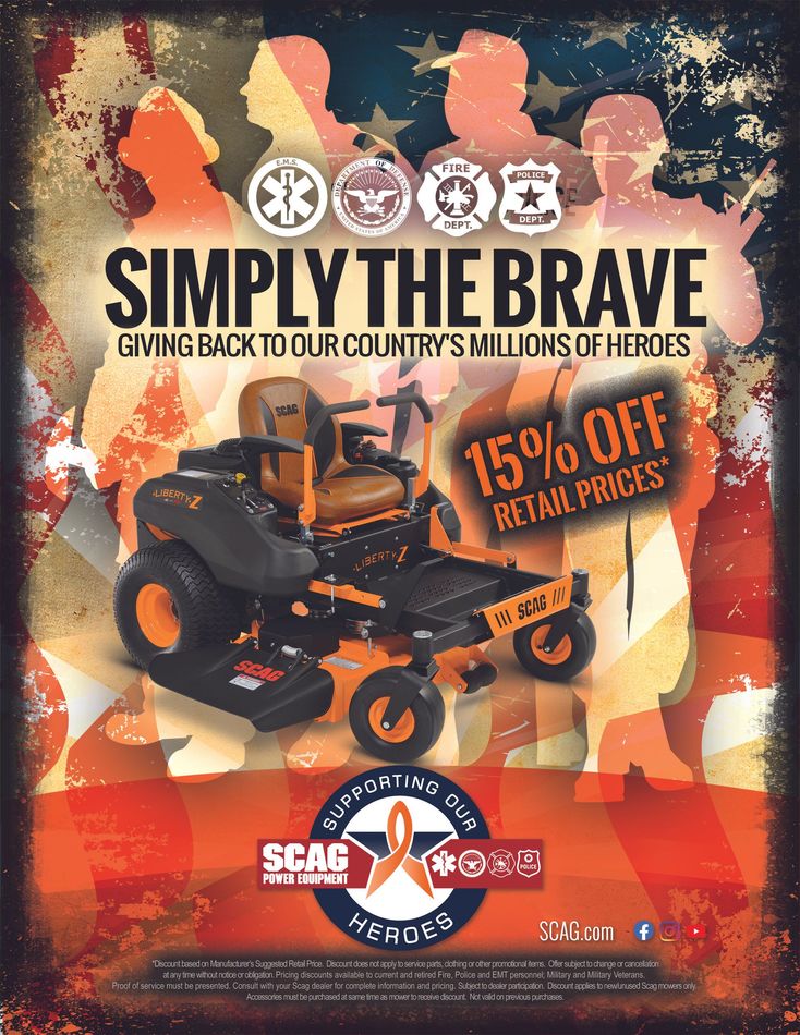 An advertisement for a lawn mower that says simply the brave