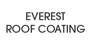 The logo for everest roof coating is black and white.