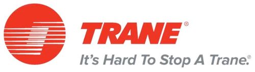 A trane logo that says it 's hard to stop a trane.