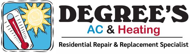 The logo for degree 's ac & heating residential repair & replacement specialist.