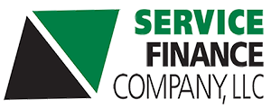 A green and black logo for Service Finance Company LLC