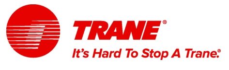 A trane logo that says it 's hard to stop a trane.