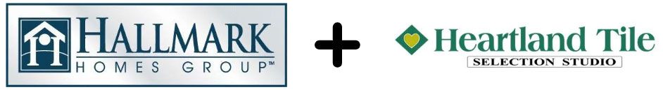 Hallmark Homes Group and Heartland Tile logos with a plus sign between them
