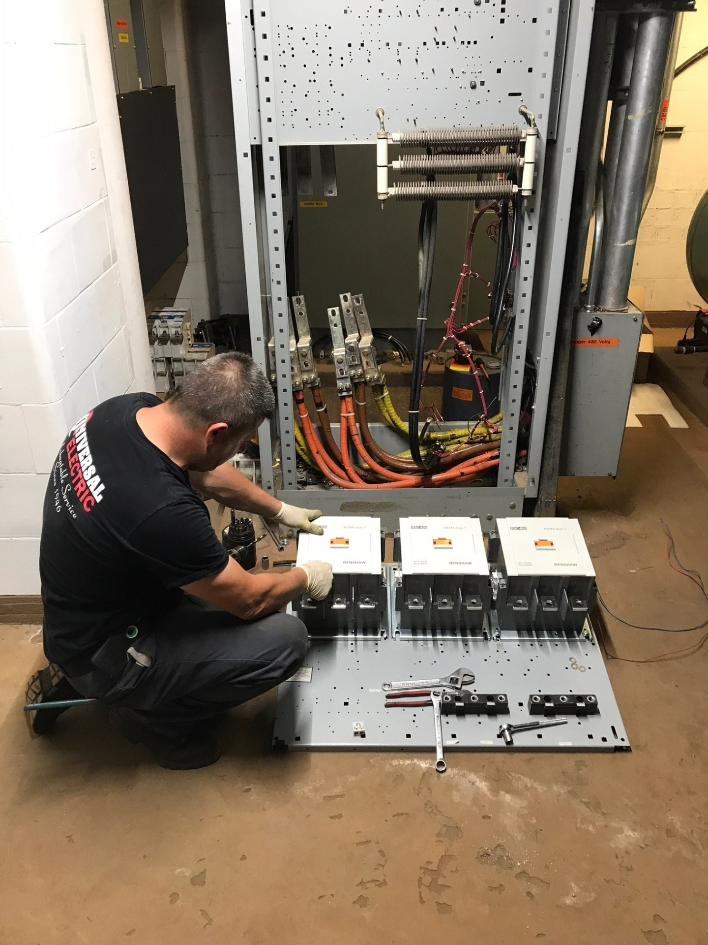 Man installing the control device