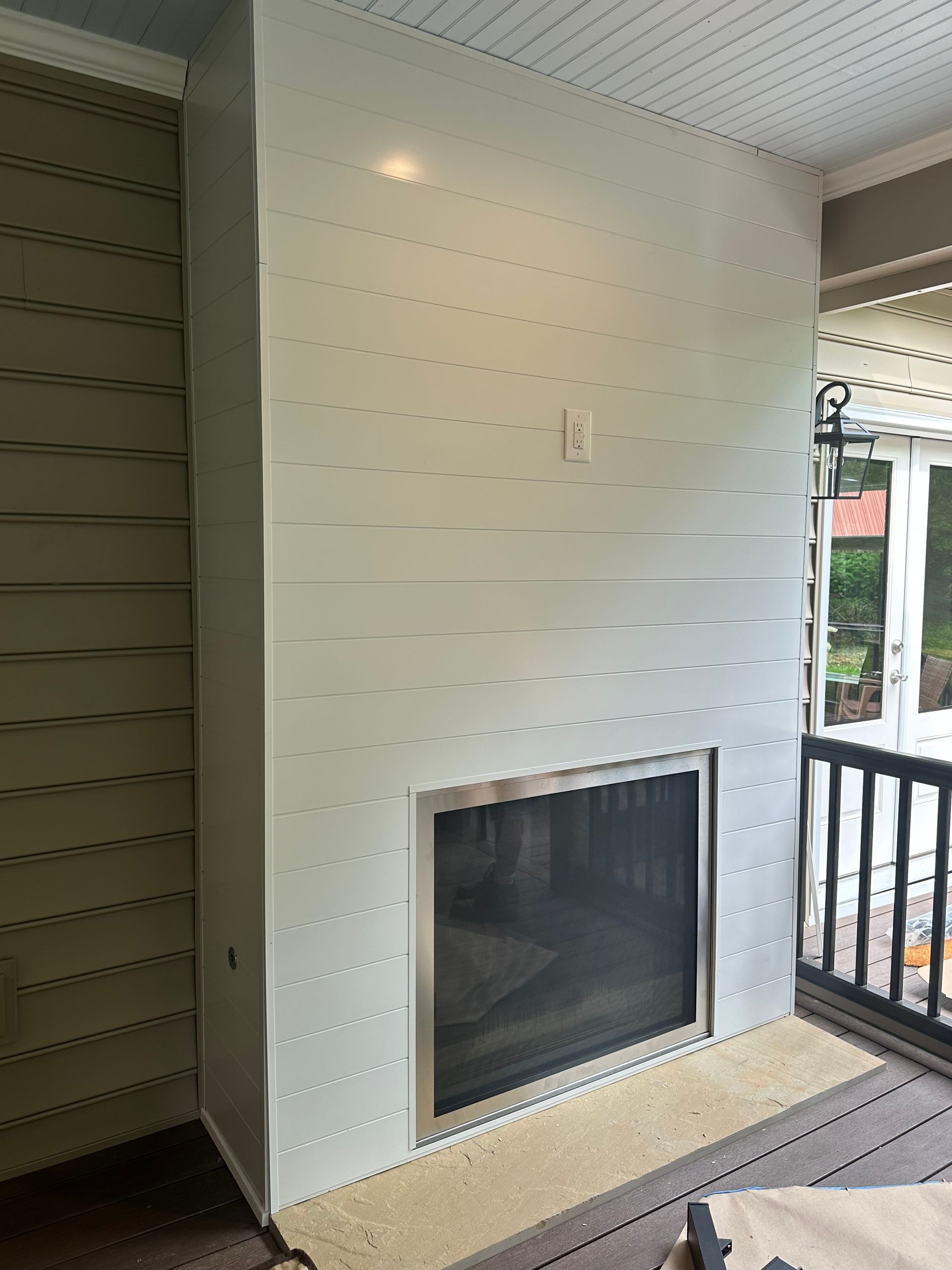 outdoor fireplace construction - after