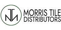 Morris Tile Distributors logo with black text and a stylized MT monogram in a green circle