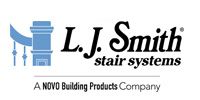L.J. Smith stair systems logo with blue staircase icon and “A NOVO Building Products Company” text