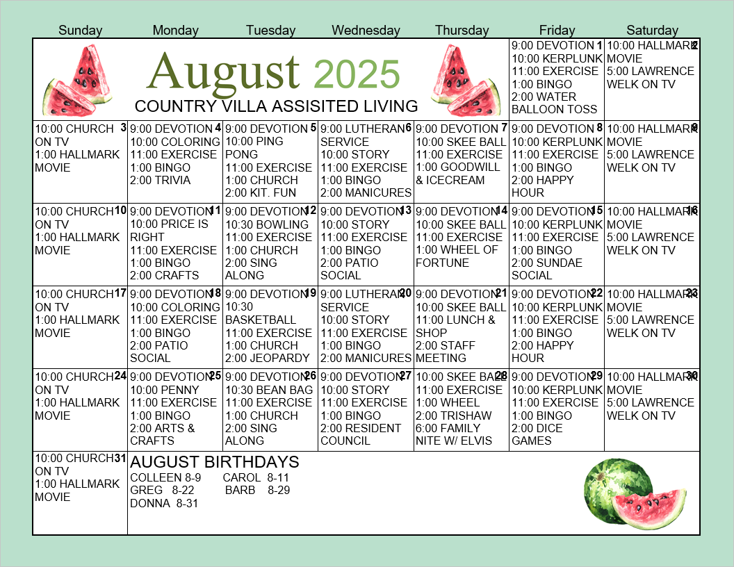 A calendar for july 2025 