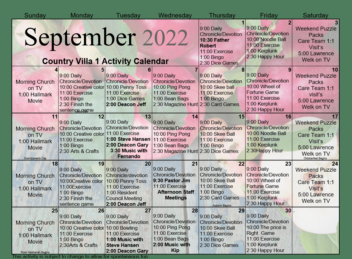 Country Villa Assisted Living Freedom Activities Freedom WI