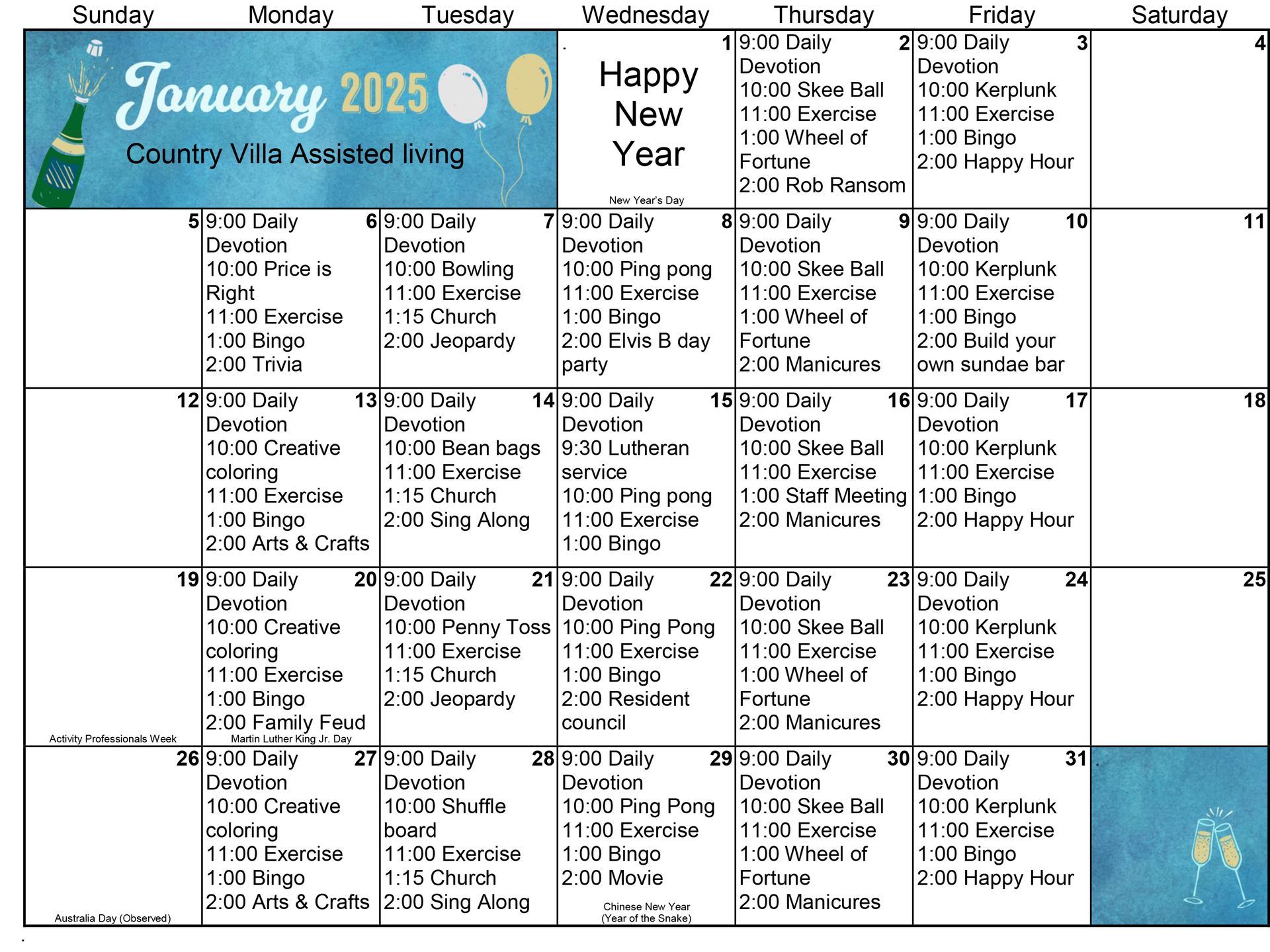 January 2025 Calendar