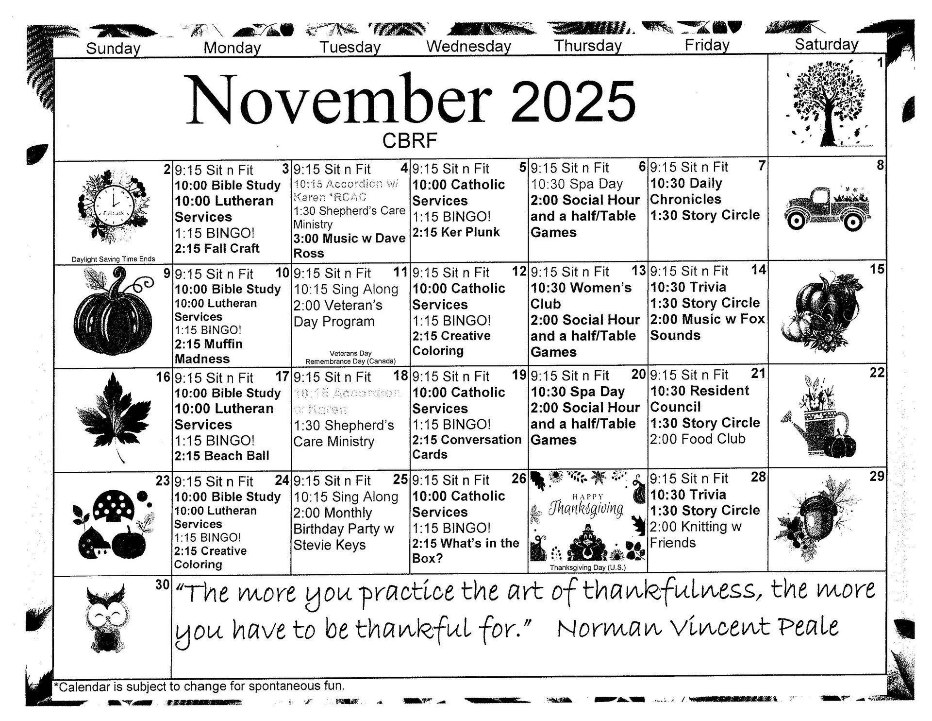 November 2025 calendar