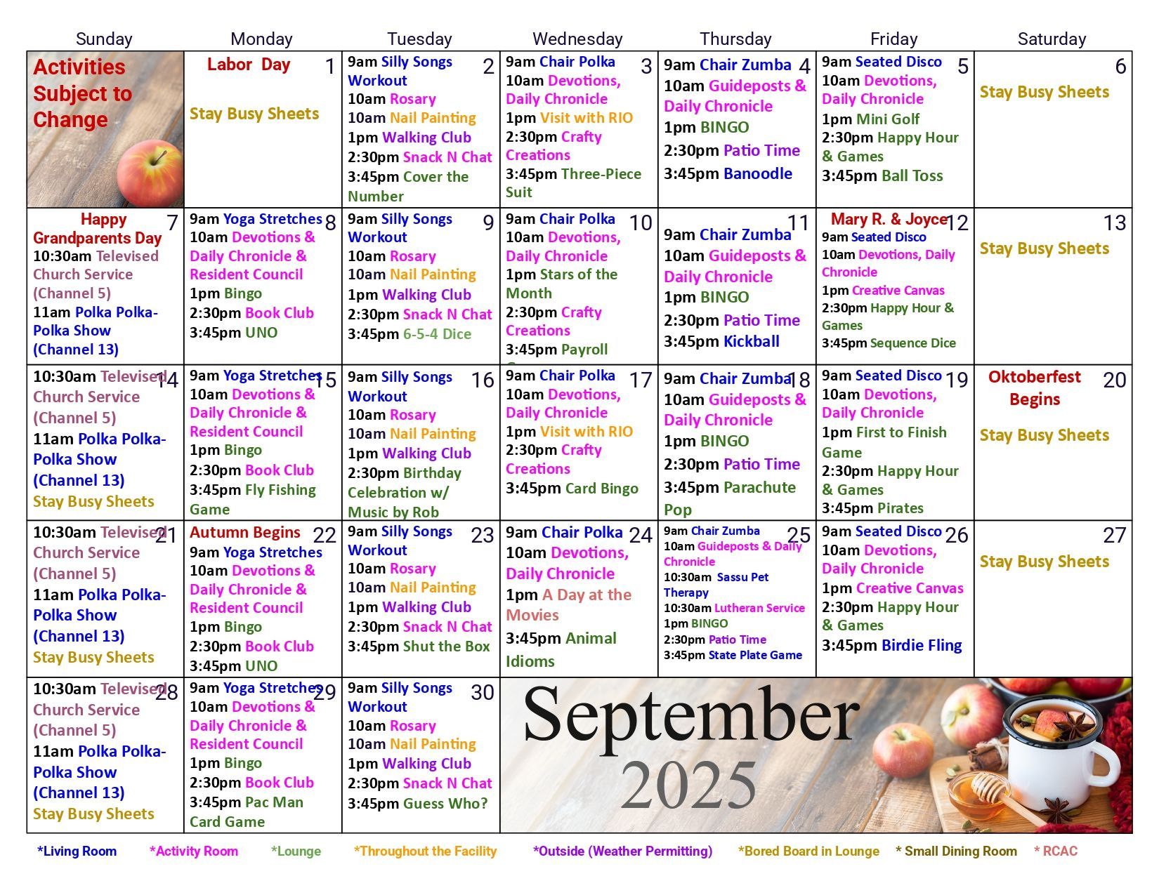 Calendar for September 2025