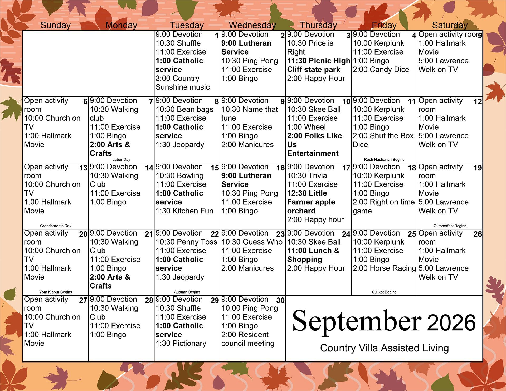 September 2026 Calendar