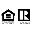 A black and white logo for equal housing opportunity and realtor