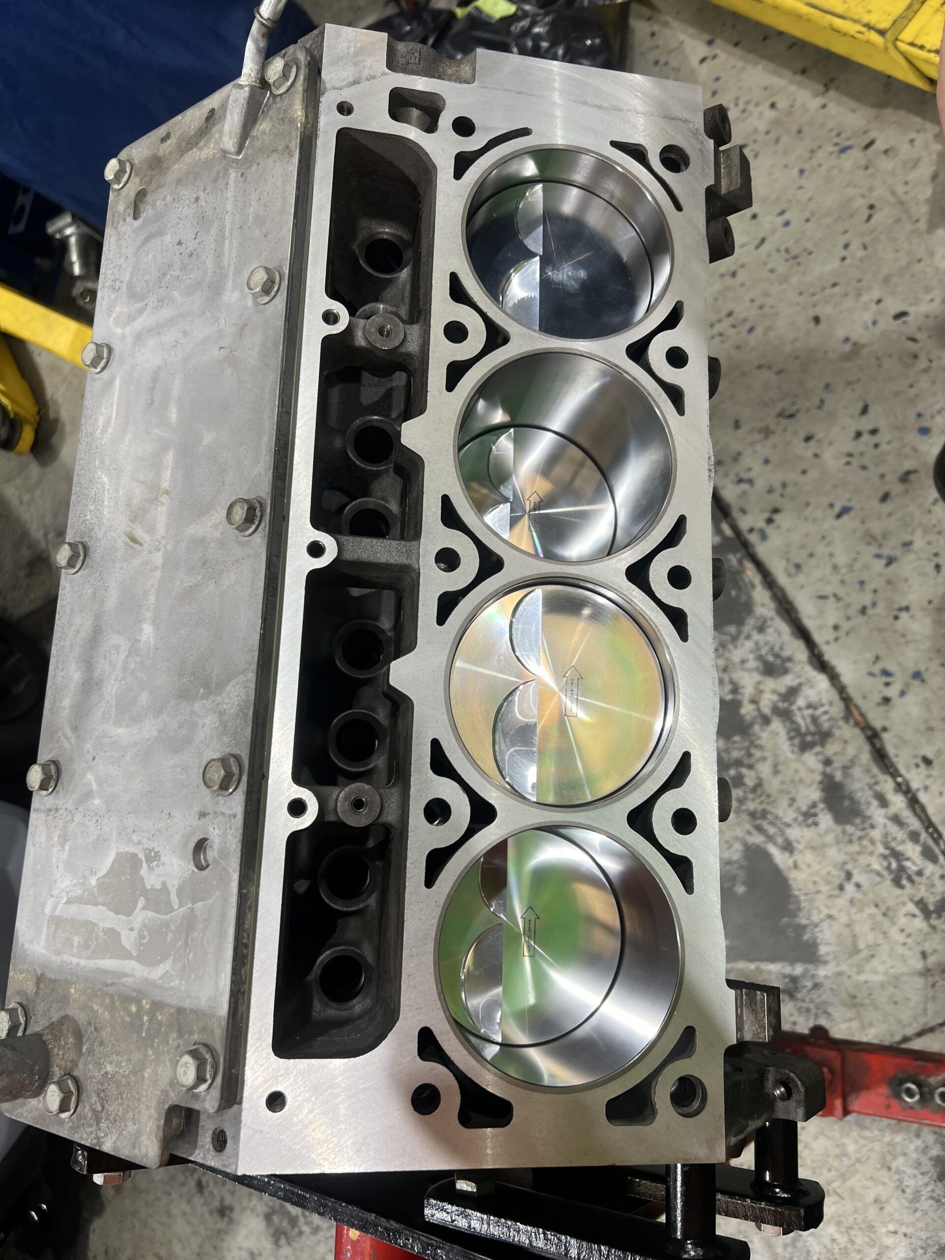 A close up of a cylinder block of a car engine