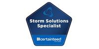 Blue pentagonal badge with the CertainTeed logo and the text 