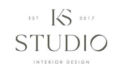 KS Studio logo. Gray text on white background.  Features the letters KS, Studio, and Interior Design. Established 2017.