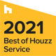 2021 Best of Houzz Service badge, yellow and white, black text.