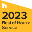 2023 Best of Houzz Service badge. Yellow background, black text and logo.