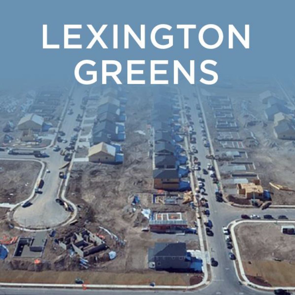 An aerial view of lexington greens in the fog