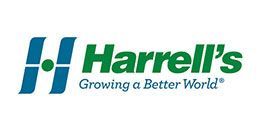 The Harrell's logo features a stylized blue 