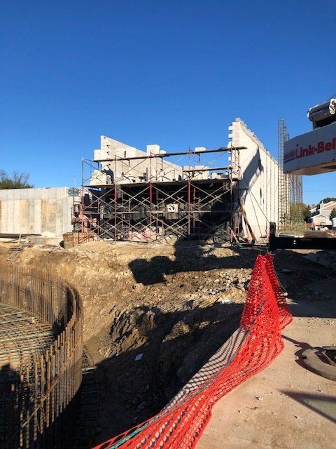 a construction site with a crane