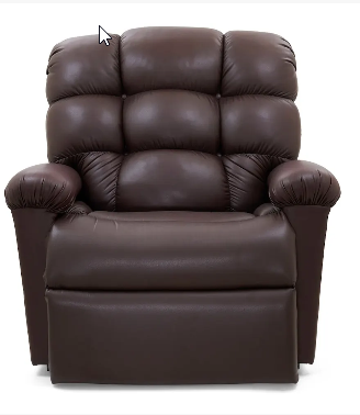 A brown leather recliner on a white background