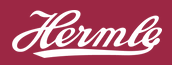 Hermle logo in white script on a maroon background