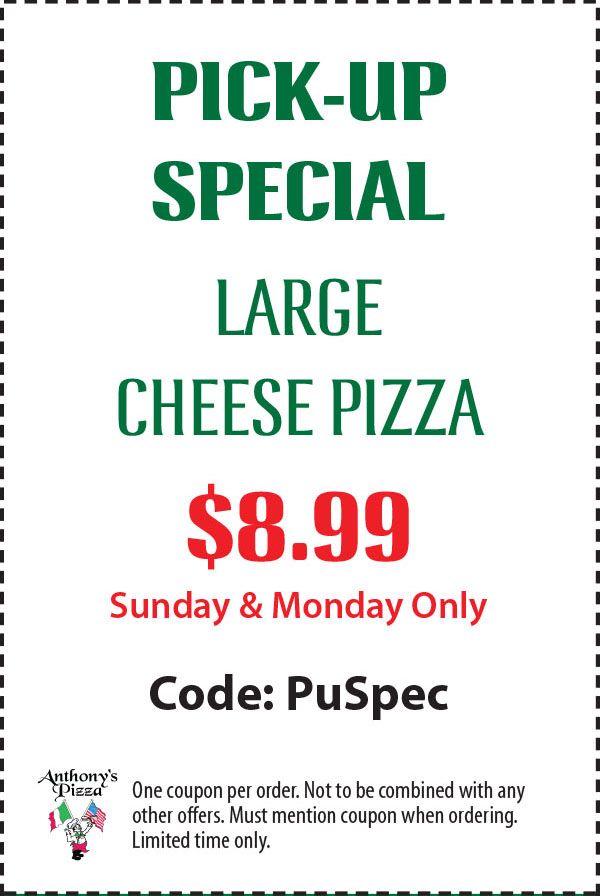 Anthony's Pizza Specials | Martinsburg, WV