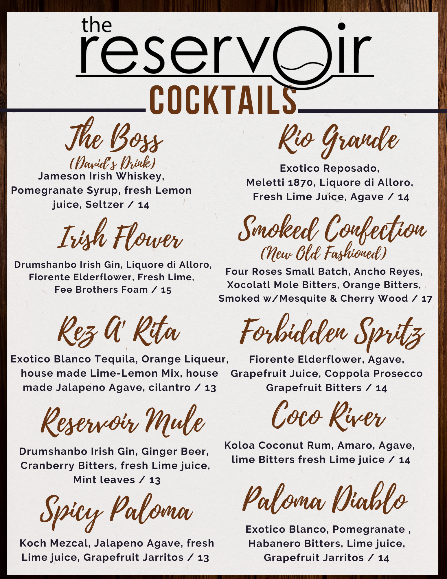 Cocktails Menu