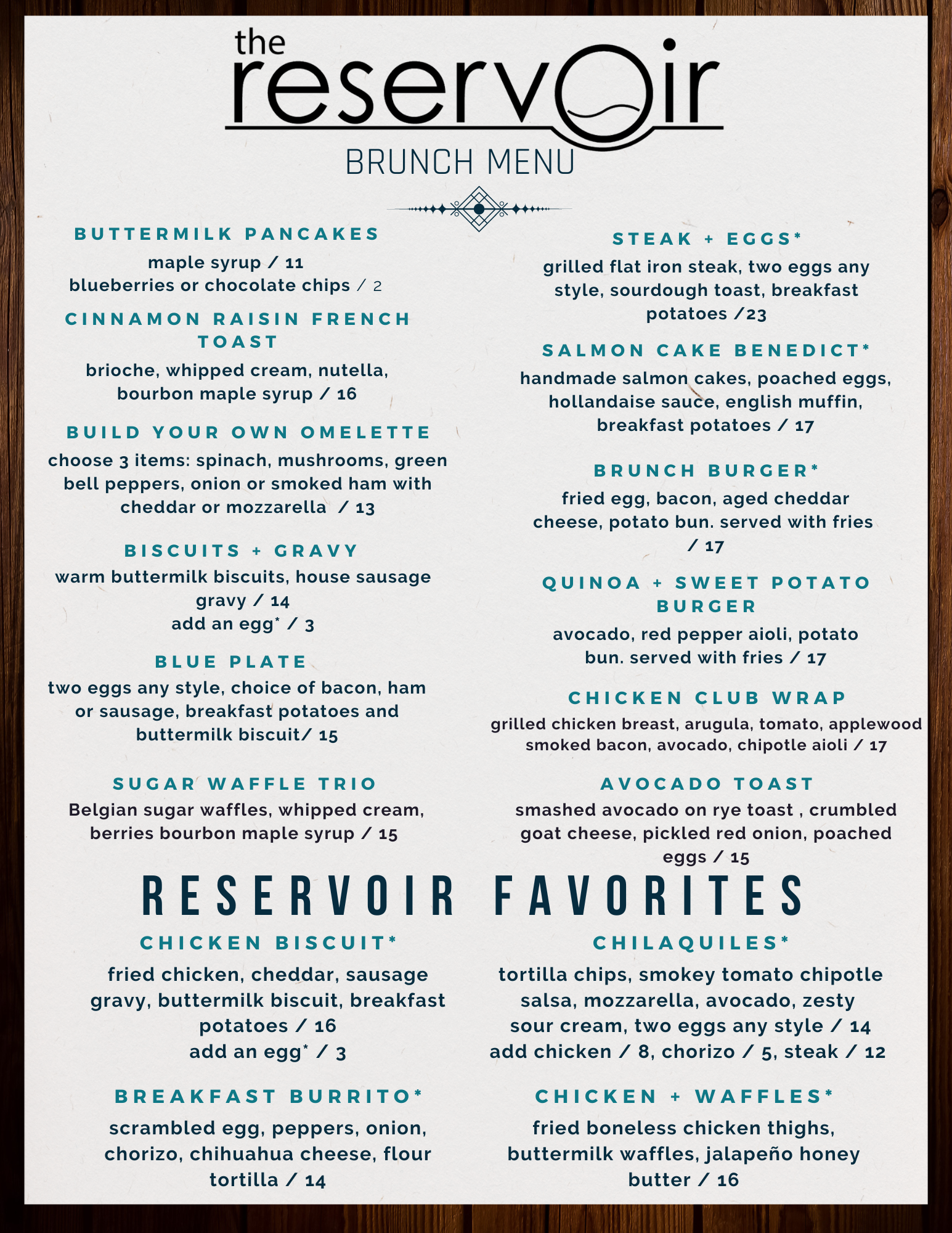 Brunch Menu