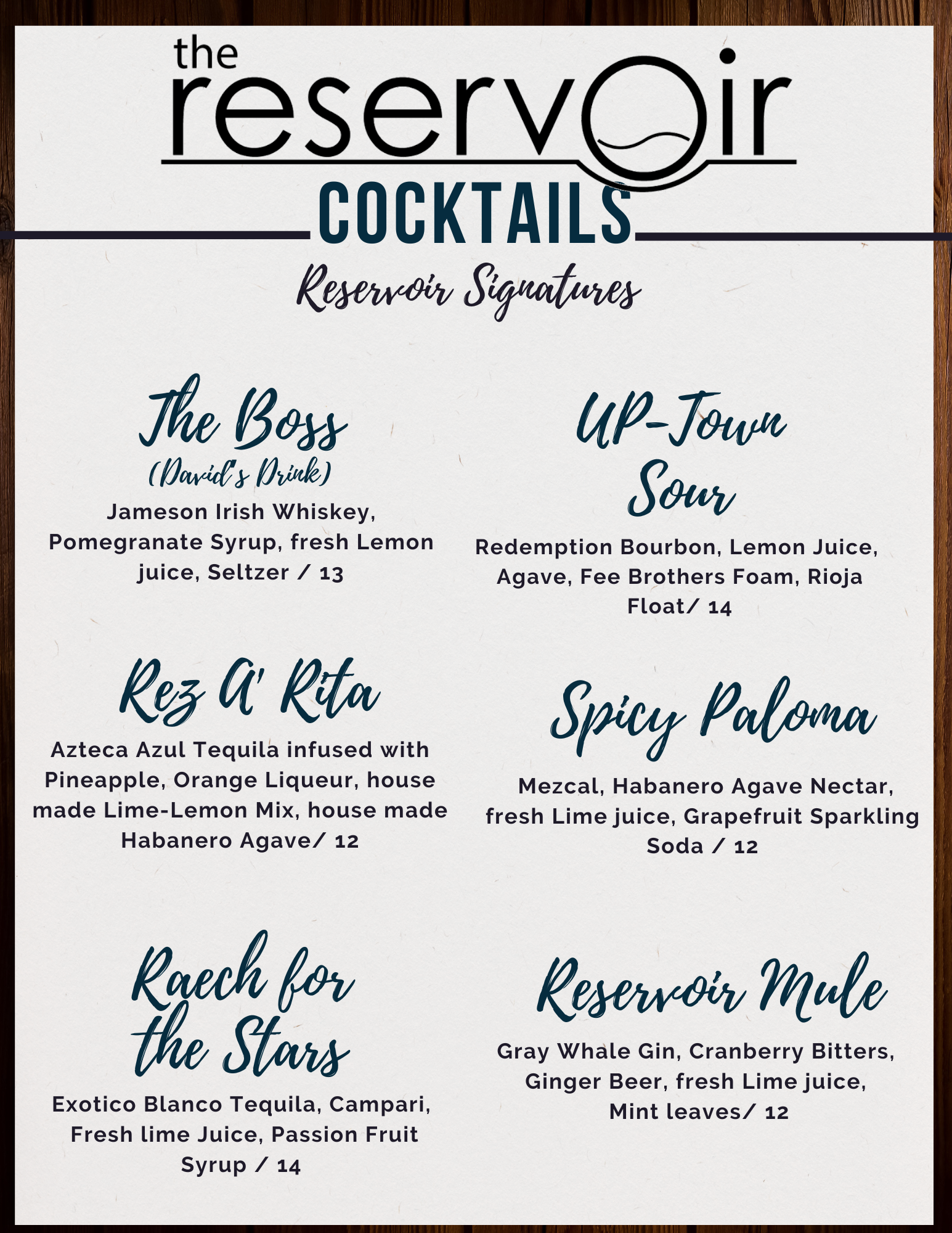 Cocktails Menu