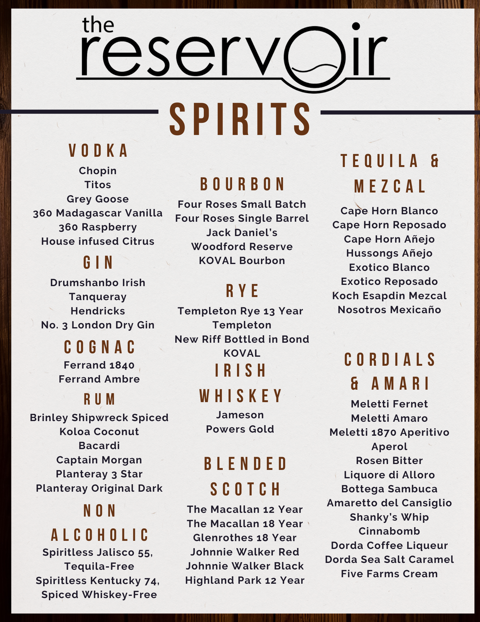 Beer Bottles and Cans Menu