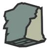 A stylized, jagged gray and beige rock icon with a brick-patterned base.