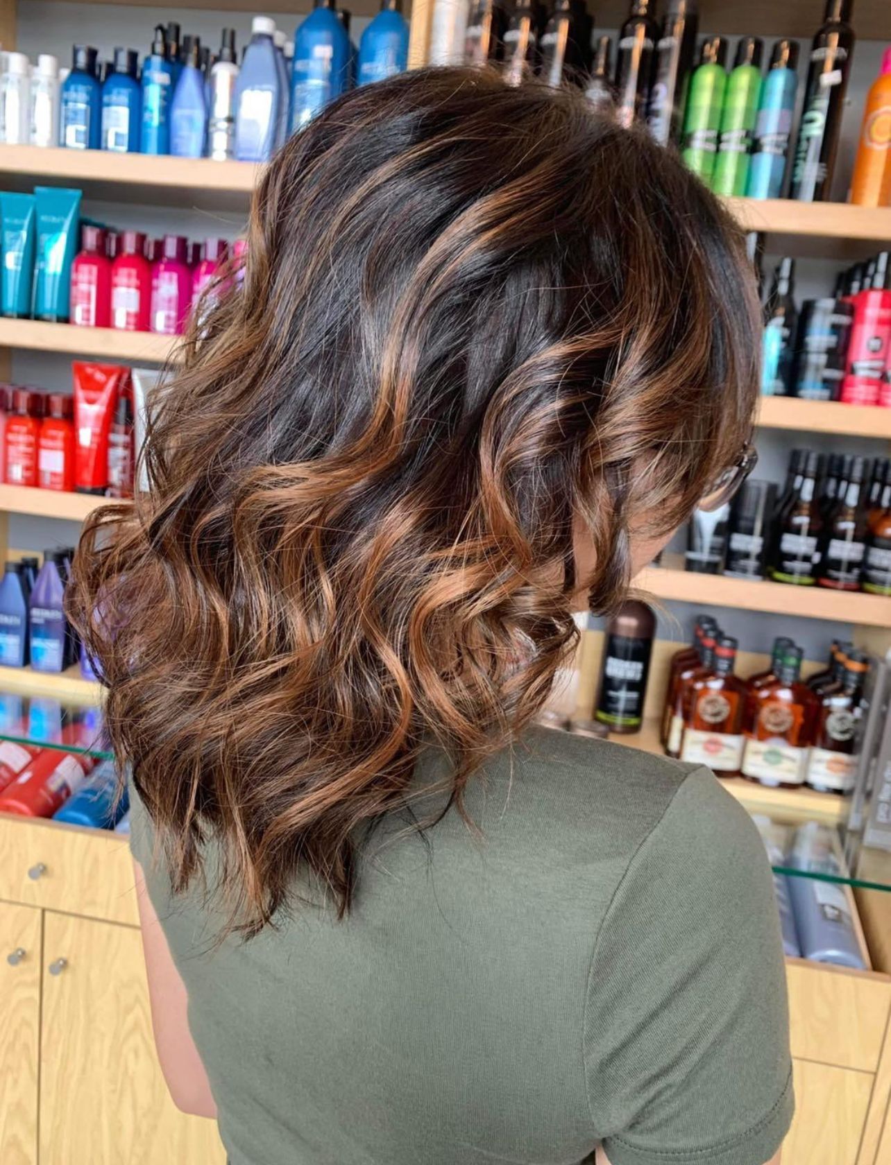 Curly hair with highlights