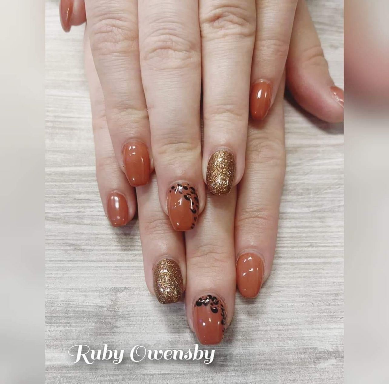 Brown and gold nails